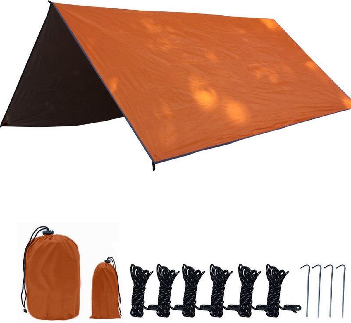 Merkloos TDR - Outdoor Draagbaar Zonnescherm Met Opbergtas - Waterdicht-SPF - Tarps Voor Kamperen300 * 300cm - 3-4Personen - Orange