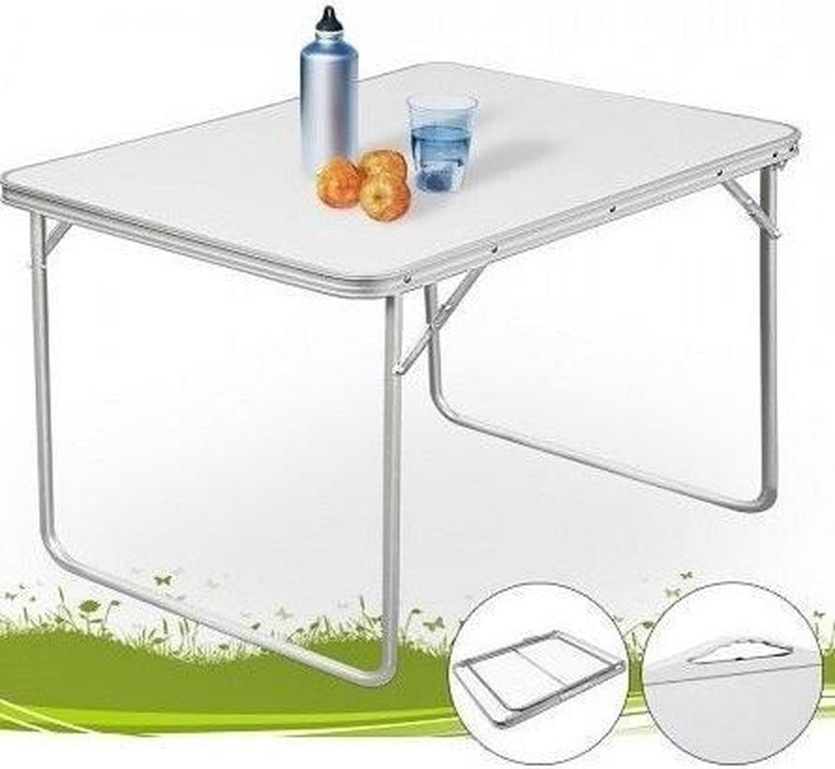 Merkloos Aluminium Inklapbare Tuintafel - Campingtafel - 80x60x68 Cm