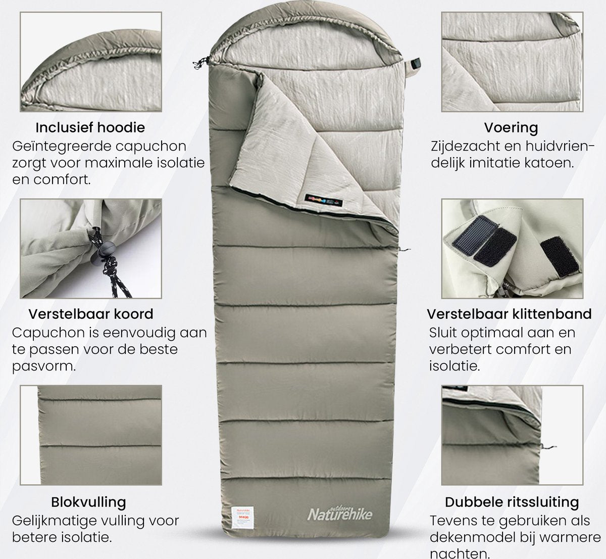  Naturehike® Slaapzak Katoen - 6 Tot 1 Graden - Slaapzakken Volwassenen - 220*80cm - 4 Seizoenen Slaapzak Lente, Zomer, Herfst &amp; Winter - Lichtgewicht &amp; Waterdicht