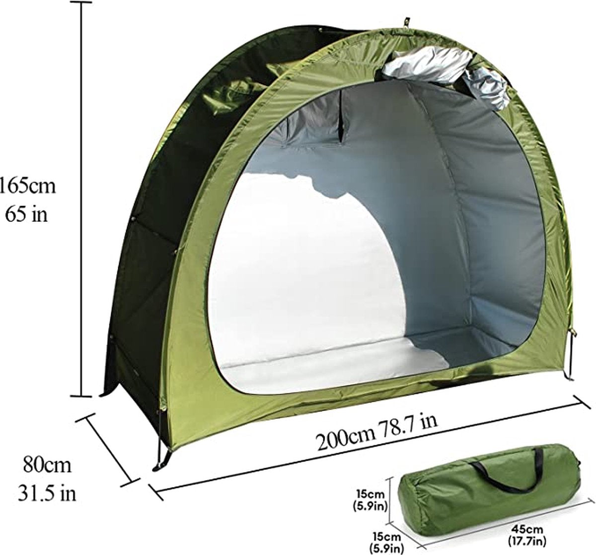 Merkloos Fietstent, Beschermhoes Fietsenschuur, Tent Voor Camping In De Open Lucht-groen 200*80*165CM
