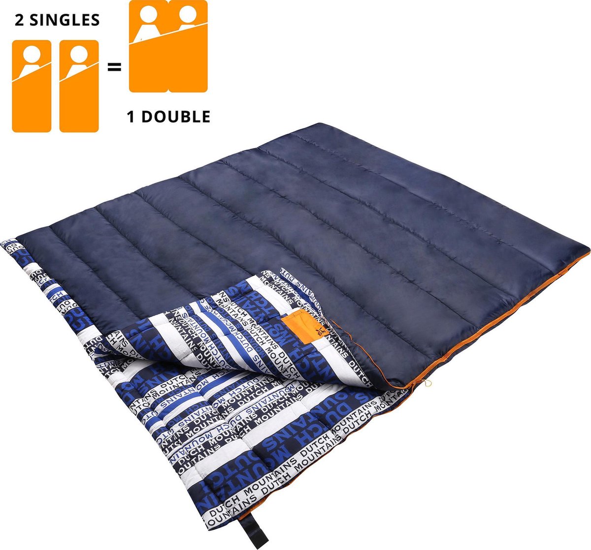  Dutch Mountains Slaapzak Goeree XL - Extra Groot 220x90cm - Katoenen Binnenkant - Aanritsbaar - Tochtstrip En Compressiehoes
