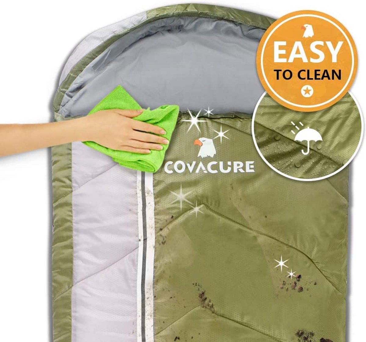  COVACURE 1.5/0.8kg Slaapzak, 3 Seizoenen Ultra Warm &amp; Lichtgewicht Slaapzak Voor Volwassenen, Envelop Compacte Outdoor Slaapzakken Met Draagbare Compressie Tas Voor Camping, Rugzakken, Wandelen...