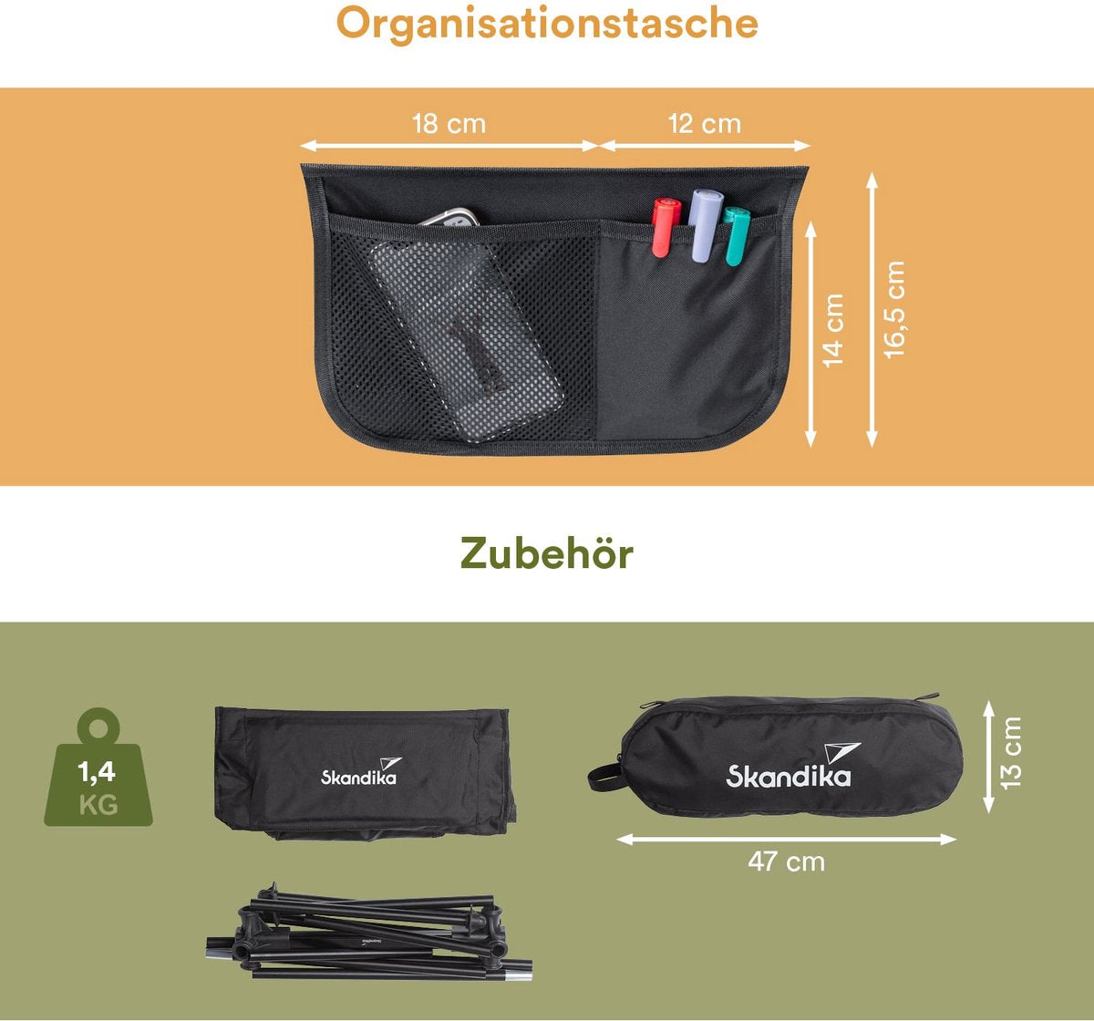  Skandika Campingstoel Compact – Campingstoelen - Campingstoel Tot 150 Kg Belastbaar - Kampeerstoel, Visstoel, Kleine Pakmaat, Opvouwbaar, Stabiel, Licht, Comfortabel Gepolsterd – Draagtas Meegeleverd - Vouwstoel – Zwart