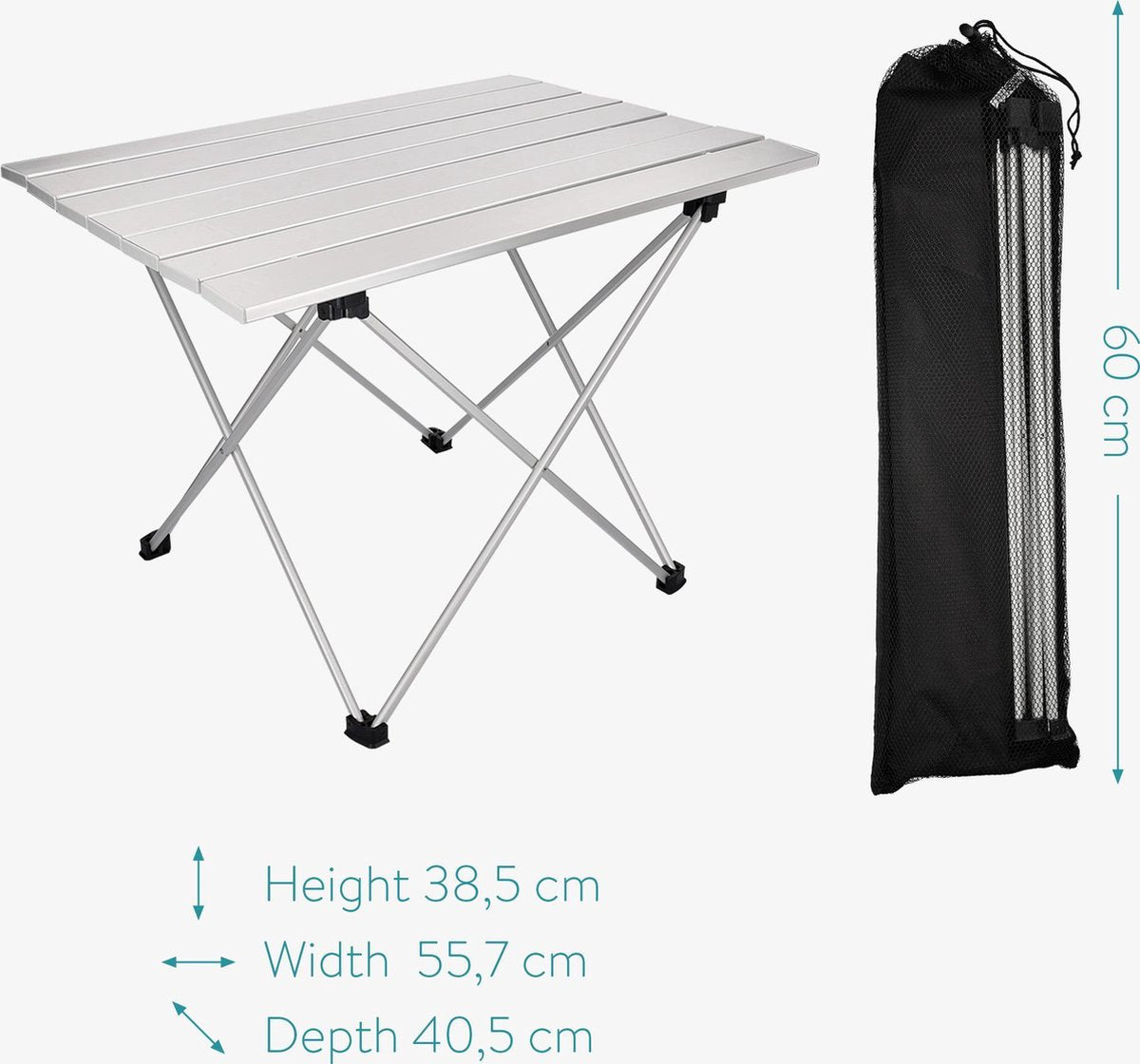  Navaris Campingtafel - Inklapbaar Campingtafeltje Van Aluminium - Opvouwbare Tafel Inclusief Draagtas - Picknicktafel - Zilver