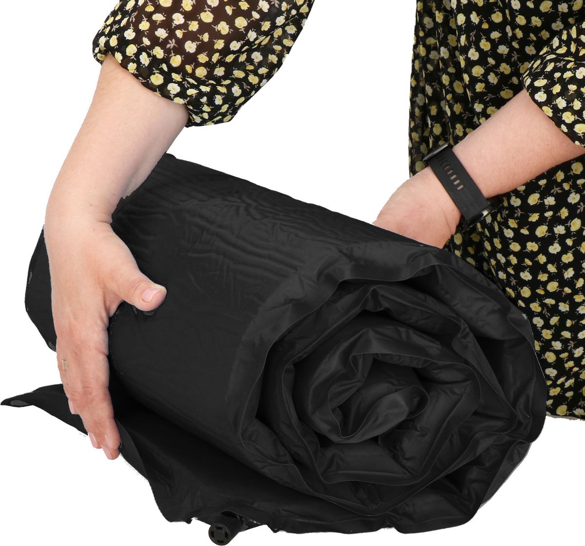  Springos Slaapmat | Zelfopblazend | 180 Cm | Inclusief Hoes | Zwart