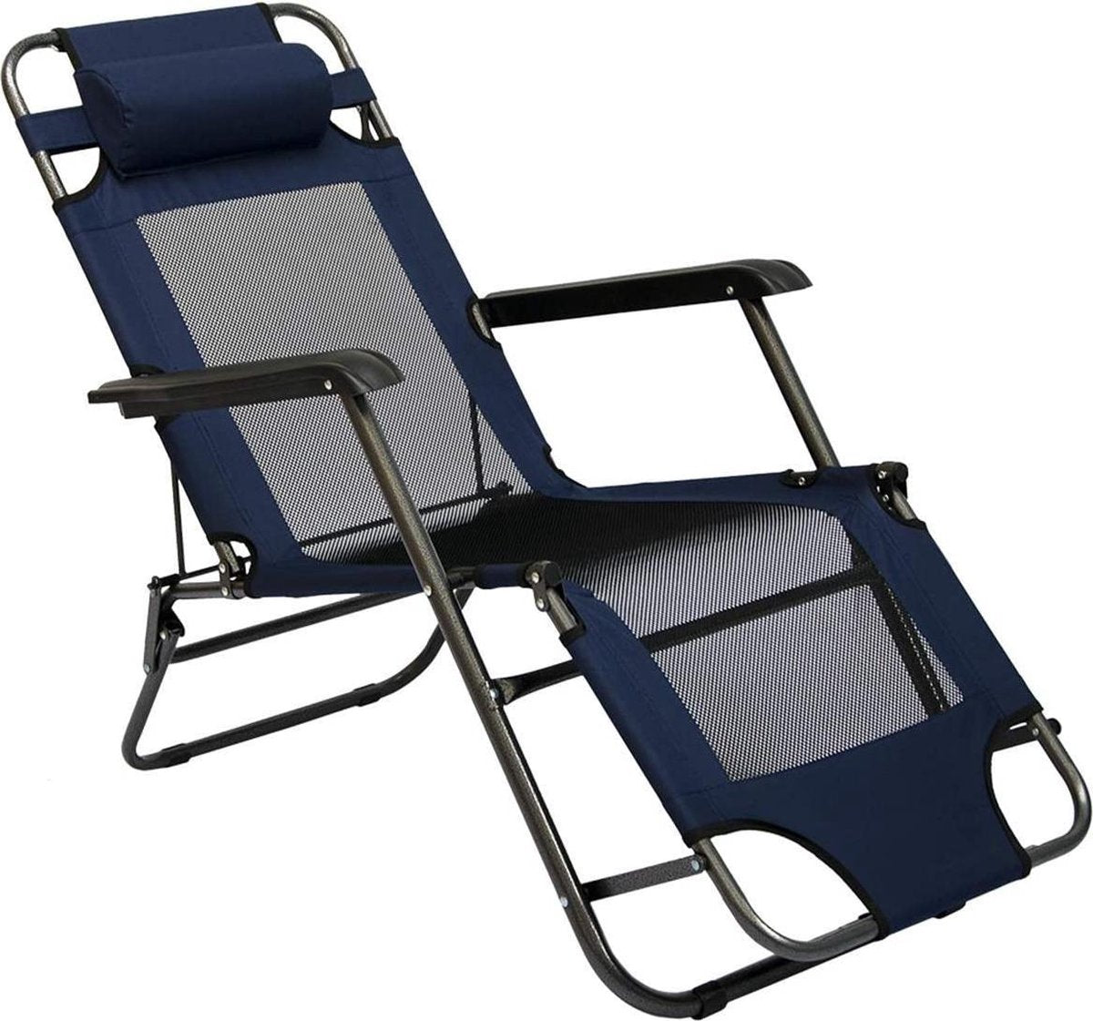  Ligstoel 155x60cm - Opvouwbaar Campingstoel Ligbed Strandstoel Tuinstoel Vouwligstoel Blauw