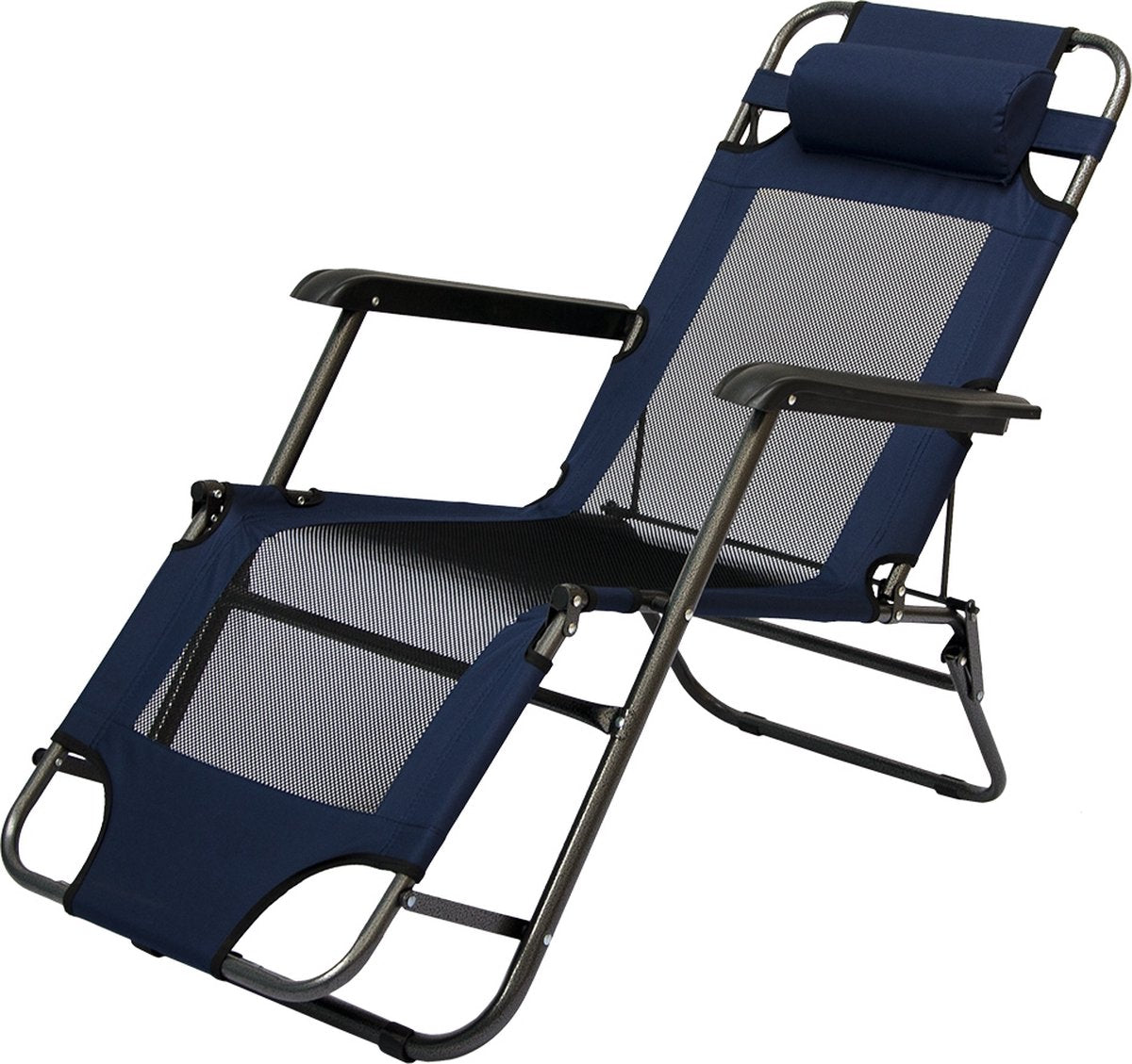  Ligstoel 155x60cm - Opvouwbaar Campingstoel Ligbed Strandstoel Tuinstoel Vouwligstoel Blauw