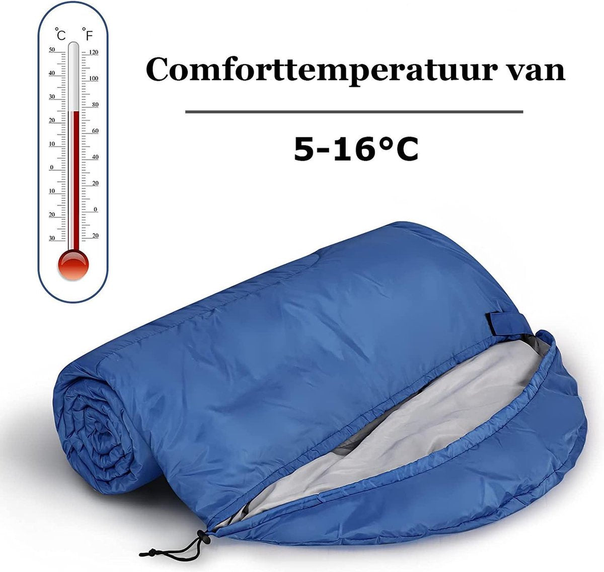  HikeMeister ® Mummy Slaapzak Kamperen Blauw Ca. 220 X 75 Cm Met Draagtas