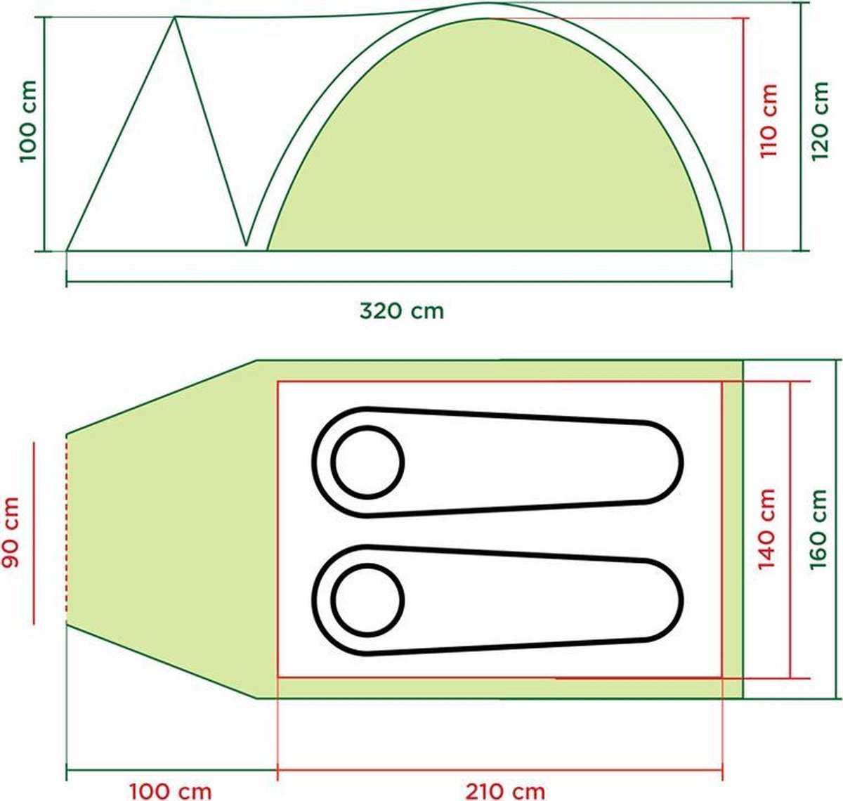  Coleman Darwin 2 Koepeltent - 2-Persoons - Groen