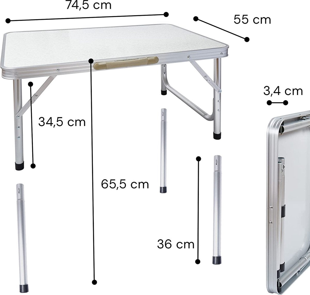  Liivo Aluminium Inklapbare Tafel - Campeertafel 75x55x60cm