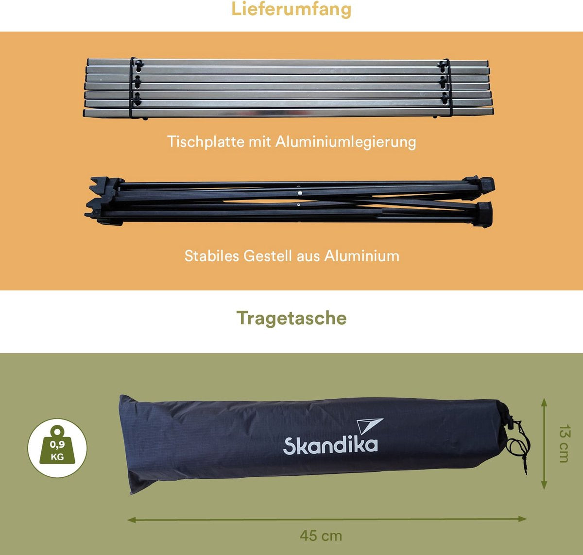  Skandika Ruka S Kleine Campingtafel – Campingtafels - Aluminium Campingtafel, Opvouwbaar, Zeer Licht, Eenvoudig Te Monteren, Stabiele Standaard - Opvouwtafel Voor Kamperen, Tenten Wandelen, Reizen, Thuis, Tuin – Tot Max. 20 Kg. - Grijs
