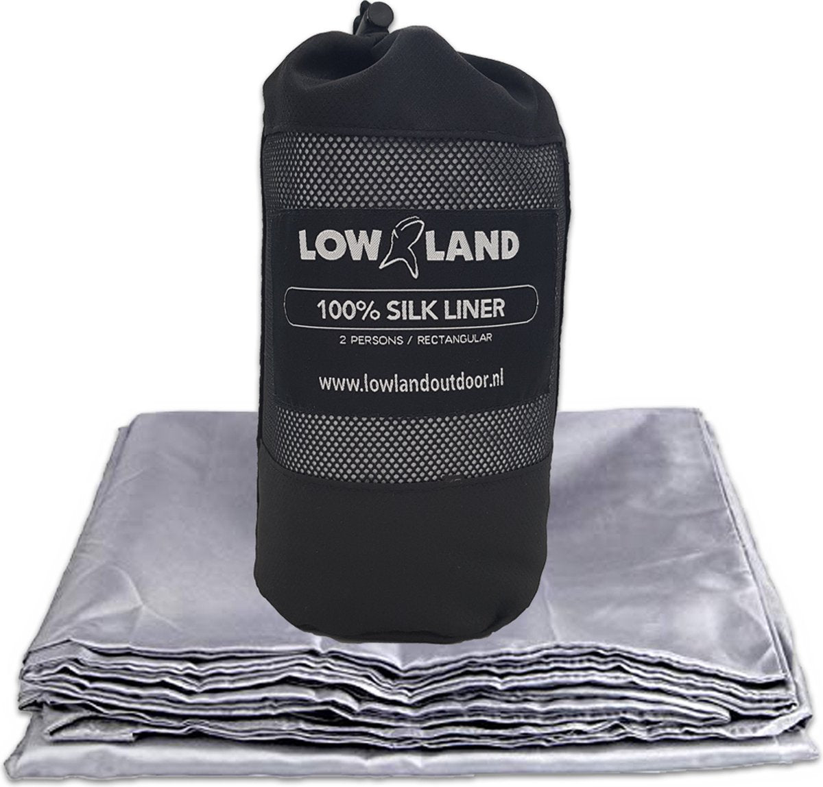  LOWLAND OUTDOOR® Lakenzak - 100% Zijde - 2 Persoons - 220x160cm - 255 Gram