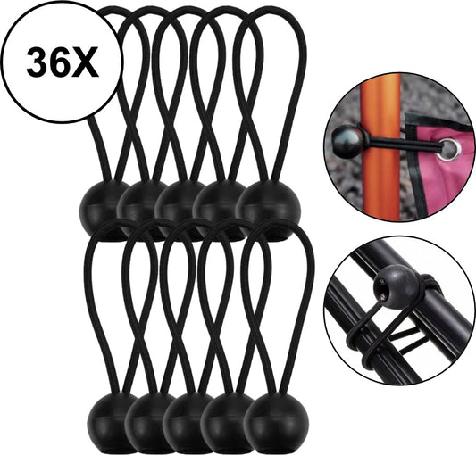  PD® - Spanelastiek - Zwart - Elastiek Koord - Spanrubbers - Elastiek Met Bal - Tentspanner - Tentelastiek - Tentspanners Met Bal - Elastiek Trampoline