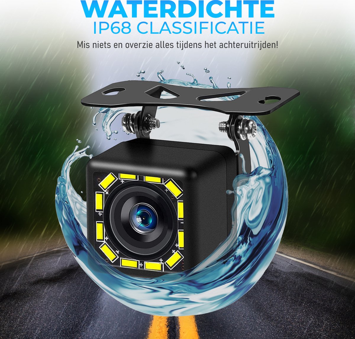  XEOD Achteruitrijcamera - 12 LED Nachtzicht - IP68 Waterdicht - Achteruitrij Camera Auto