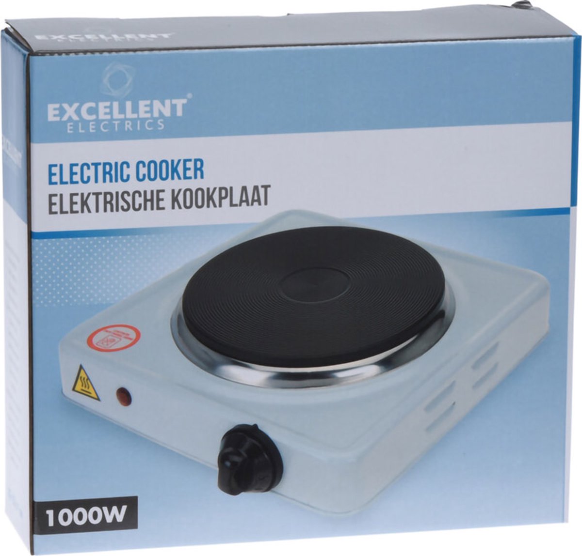  Kookplaat Basic Ø 16 Cm Elektrisch Wit Enkel Pits 1000W 5-standen 22 X 22 X 7 Cm