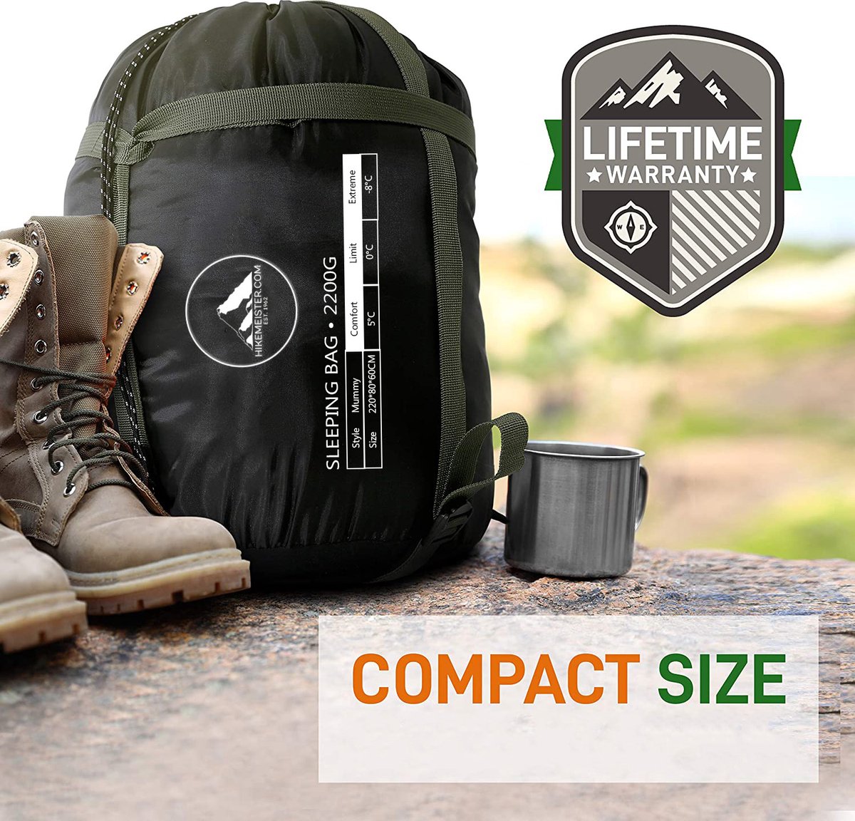  HikeMeister® Outdoor Survival Fishing Mummy Slaapzak 230 X 80 Cm -8°C