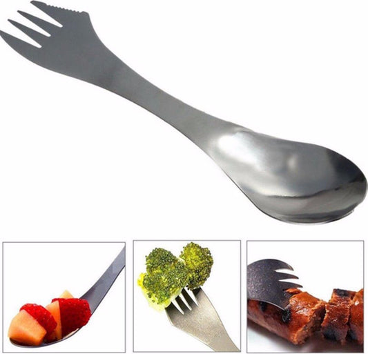  KELERINO. RVS Spork - Survival Outdoor Camping - Vork, Lepel &amp; Mes
