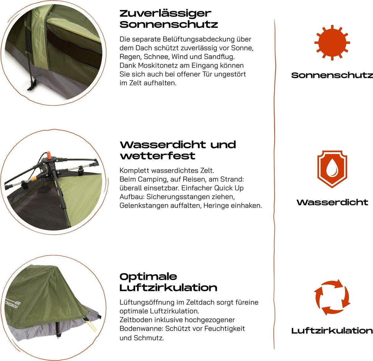  Where Tomorrow Solo Tent 220X80X50 Cm - Groen - 1 Persoons