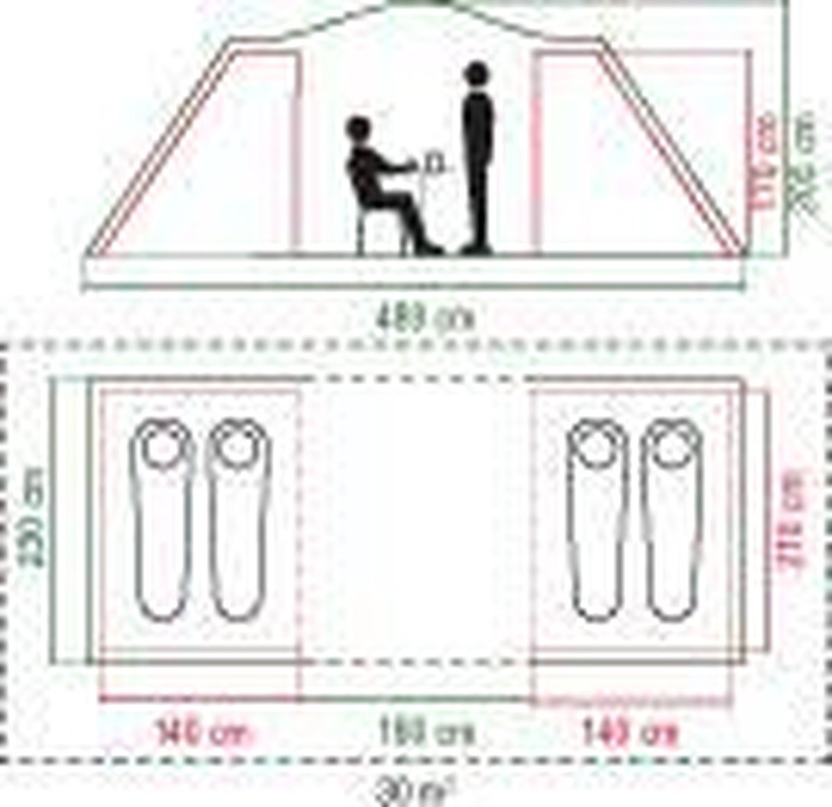  Coleman Spruce Falls 4 Vis-a-Vis Tent - Verduisterend - 4-Persoons