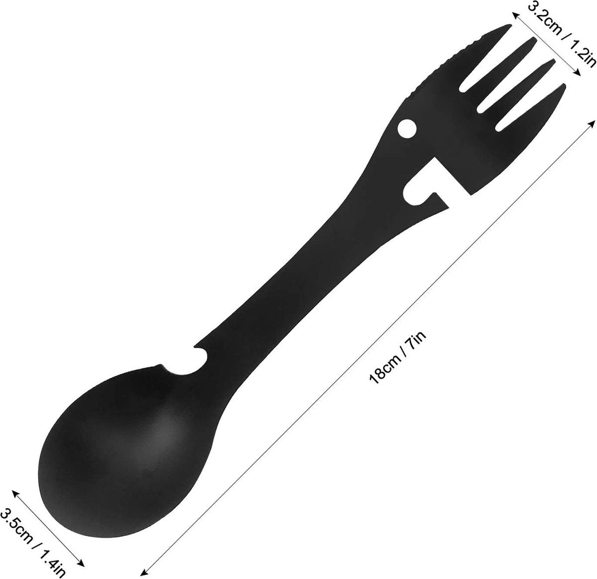  Luverno® - Spork - Incl. Bescherm Hoes - RVS - Bestek To Go - Reisbestek - Keukengadget - 5 In 1 Camping Bestek - Zwart
