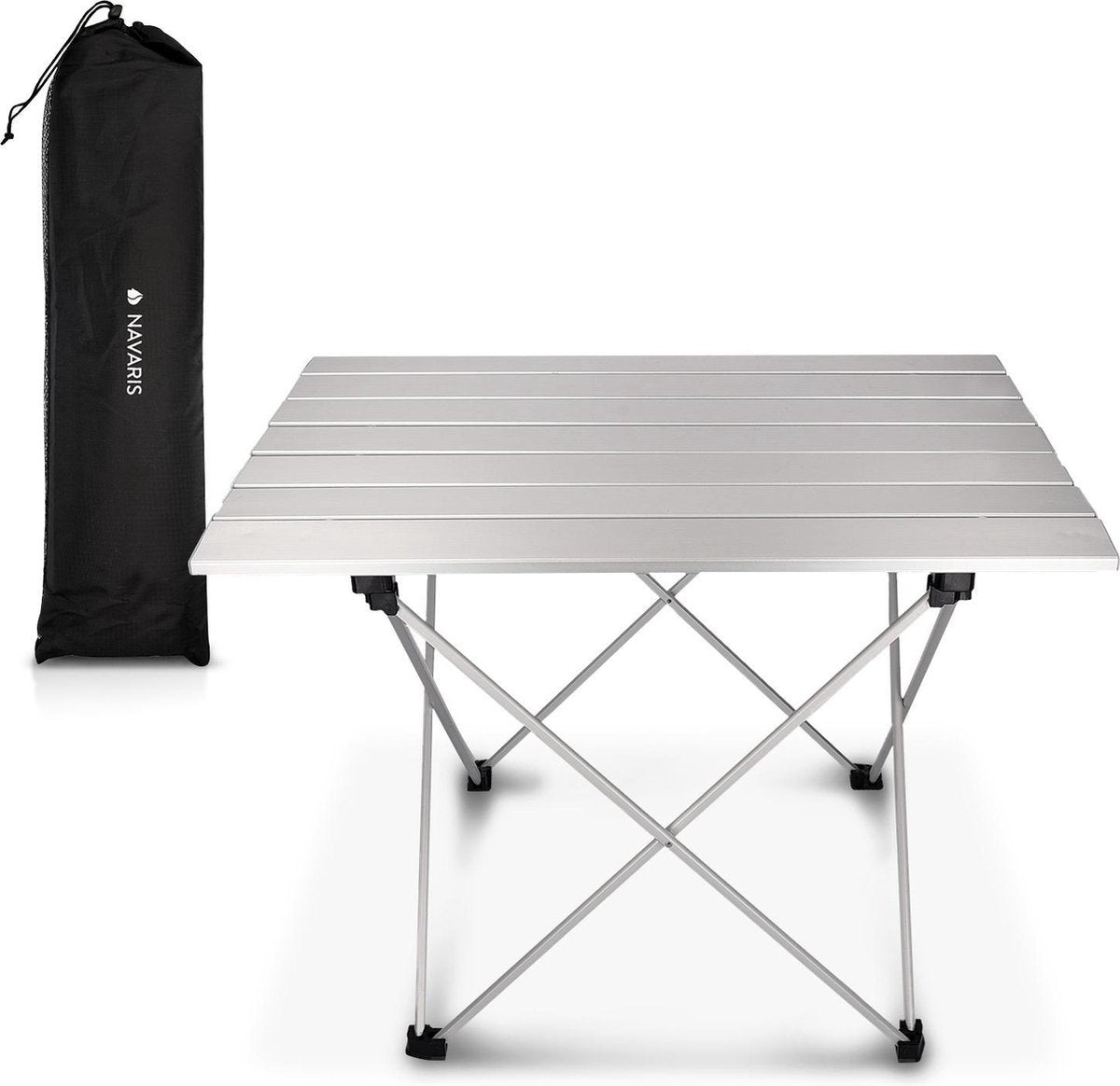  Navaris Campingtafel - Inklapbaar Campingtafeltje Van Aluminium - Opvouwbare Tafel Inclusief Draagtas - Picknicktafel - Zilver