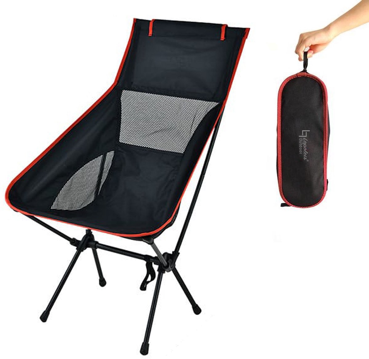  Lopoleis® Campingstoel – Campingstoel Opvouwbaar – Visstoel – Vouwstoel – Strandstoel – Inklapbaar – Lichtgewicht – Outdoor Stoel - Hoge Rugleuning