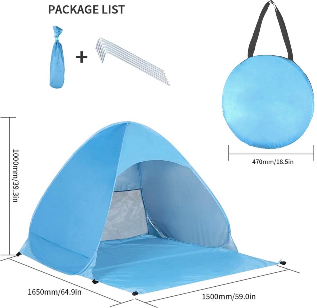  IGOODS Pop-up Tent - 2/3-Persoons - Blauw