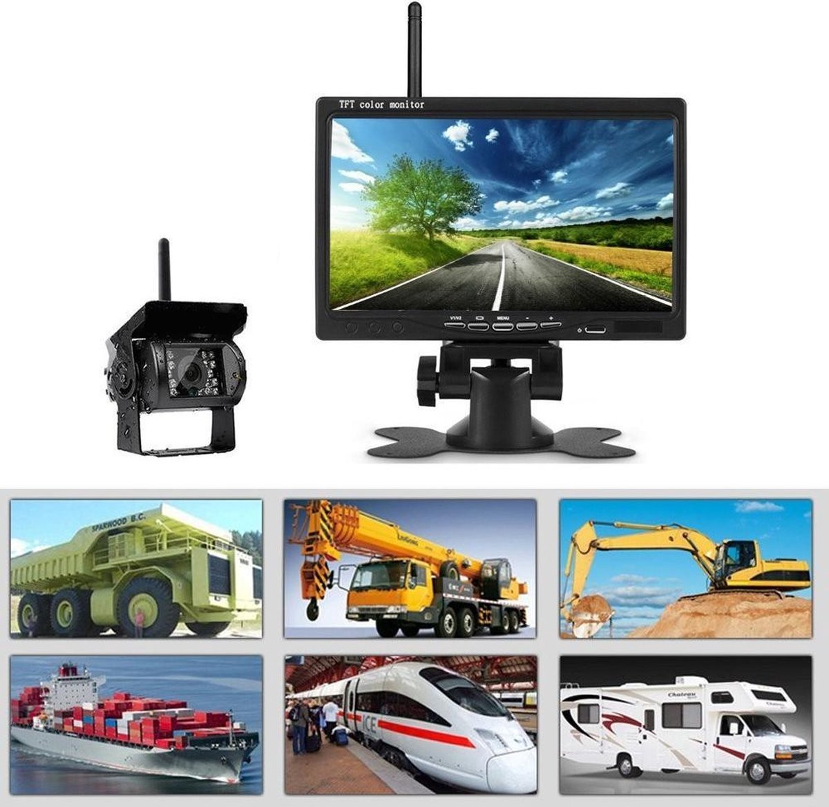  BrandWay Draadloze Auto Achteruitrijcamera Set Met Nachtzicht En 7 Inch Scherm - Achteruitrij Camera Draadloos Voor Auto / Camper / Caravan / Vrachtwagen / Landbouw