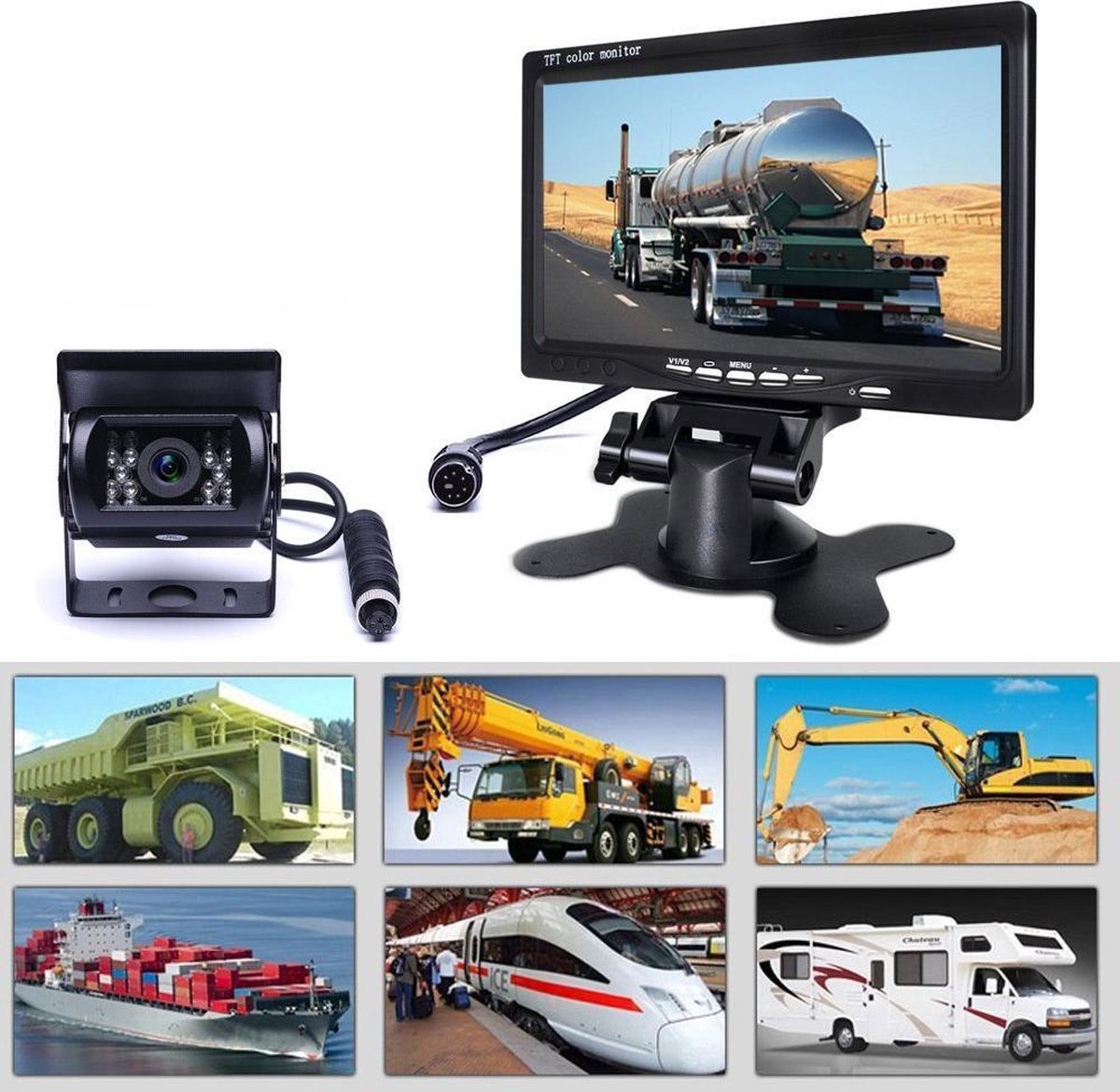  BrandWay Bedrade Achteruitrijcamera Set Met 7 Inch Scherm - Achteruitrij Camera Bedraad Voor Auto - Camper - Caravan - Vrachtwagen - Landbouw
