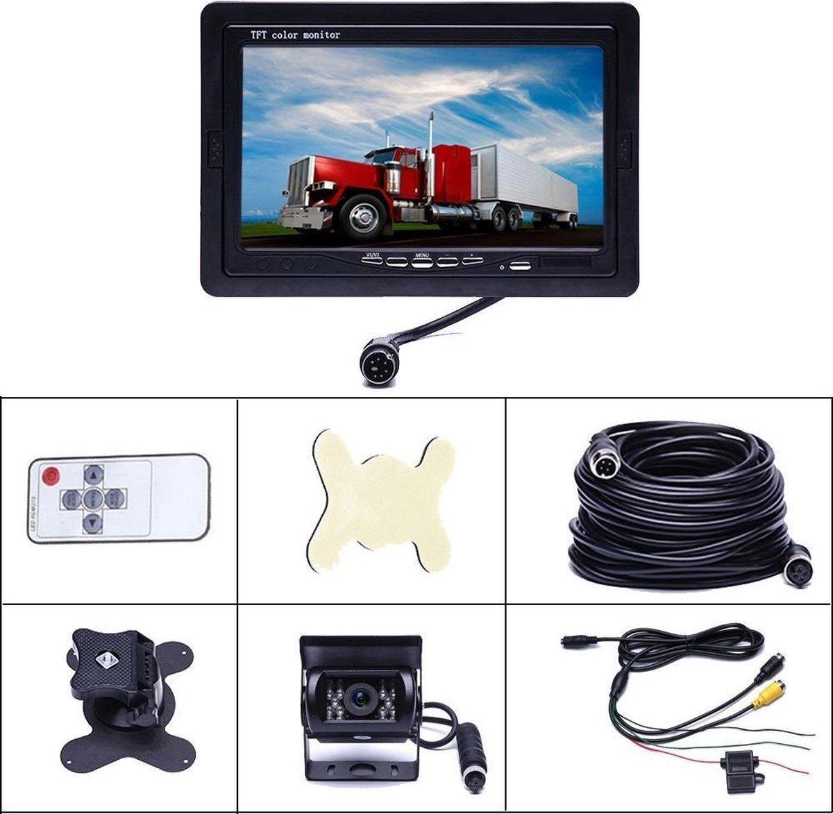  BrandWay Bedrade Achteruitrijcamera Set Met 7 Inch Scherm - Achteruitrij Camera Bedraad Voor Auto - Camper - Caravan - Vrachtwagen - Landbouw