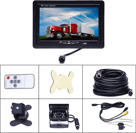  BrandWay Bedrade Achteruitrijcamera Set Met 7 Inch Scherm - Achteruitrij Camera Bedraad Voor Auto - Camper - Caravan - Vrachtwagen - Landbouw