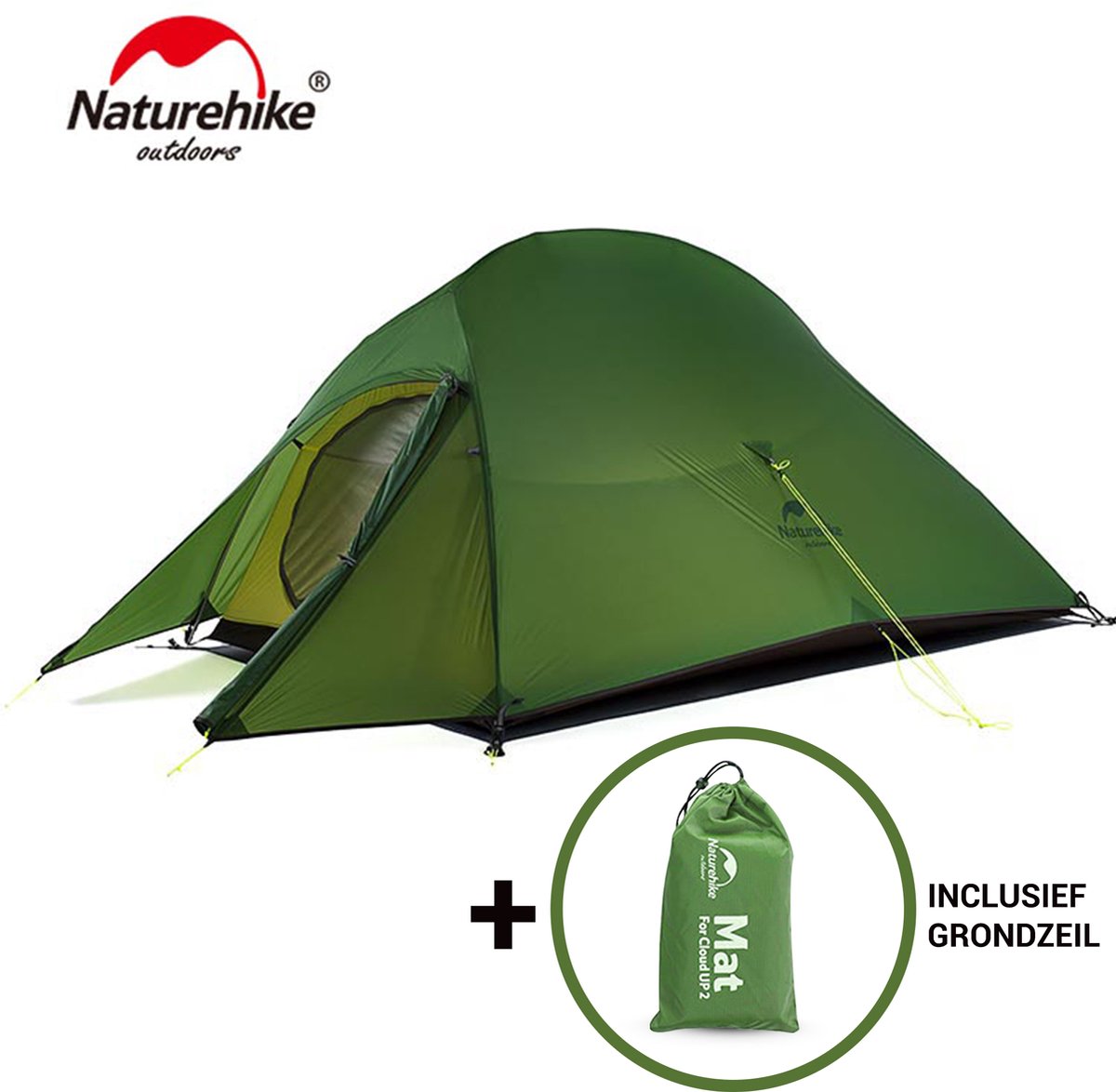  Cloud Up 3 Upgraded - Naturehike® - Tent 3 Persoons - Lichtgewicht Tent - Incl. Grondzeil - 20D 4000MM - Outdoor Kampeertent - Waterdicht - Hiking &amp; Wandelen