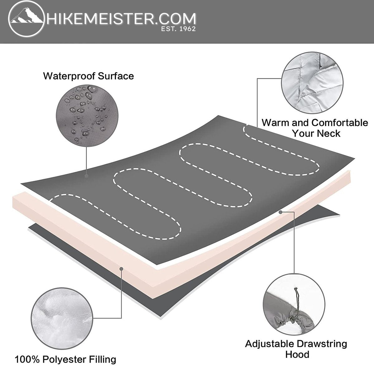  Meisterhome® Mummy Slaapzak - Kamperen - Antraciet - Ca. 220 X 75 Cm - Incl. Draagtas