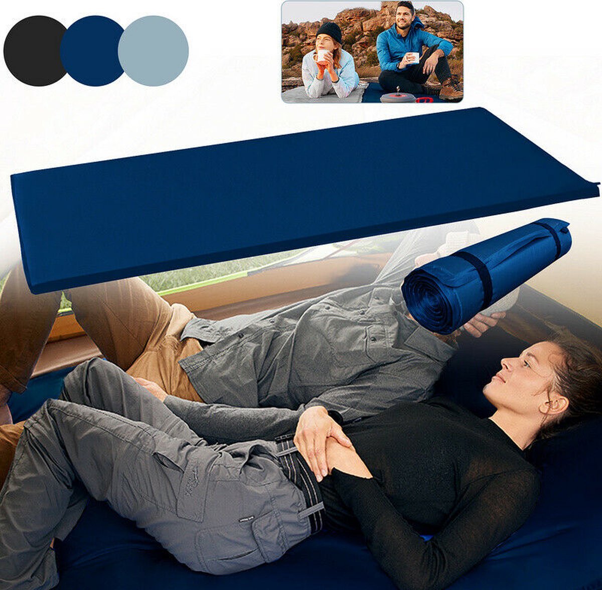  HikeMeister- Slaapmat - 200x 66 X 10 Cm - Zelfopblazend - 1 Persoons - Blauw