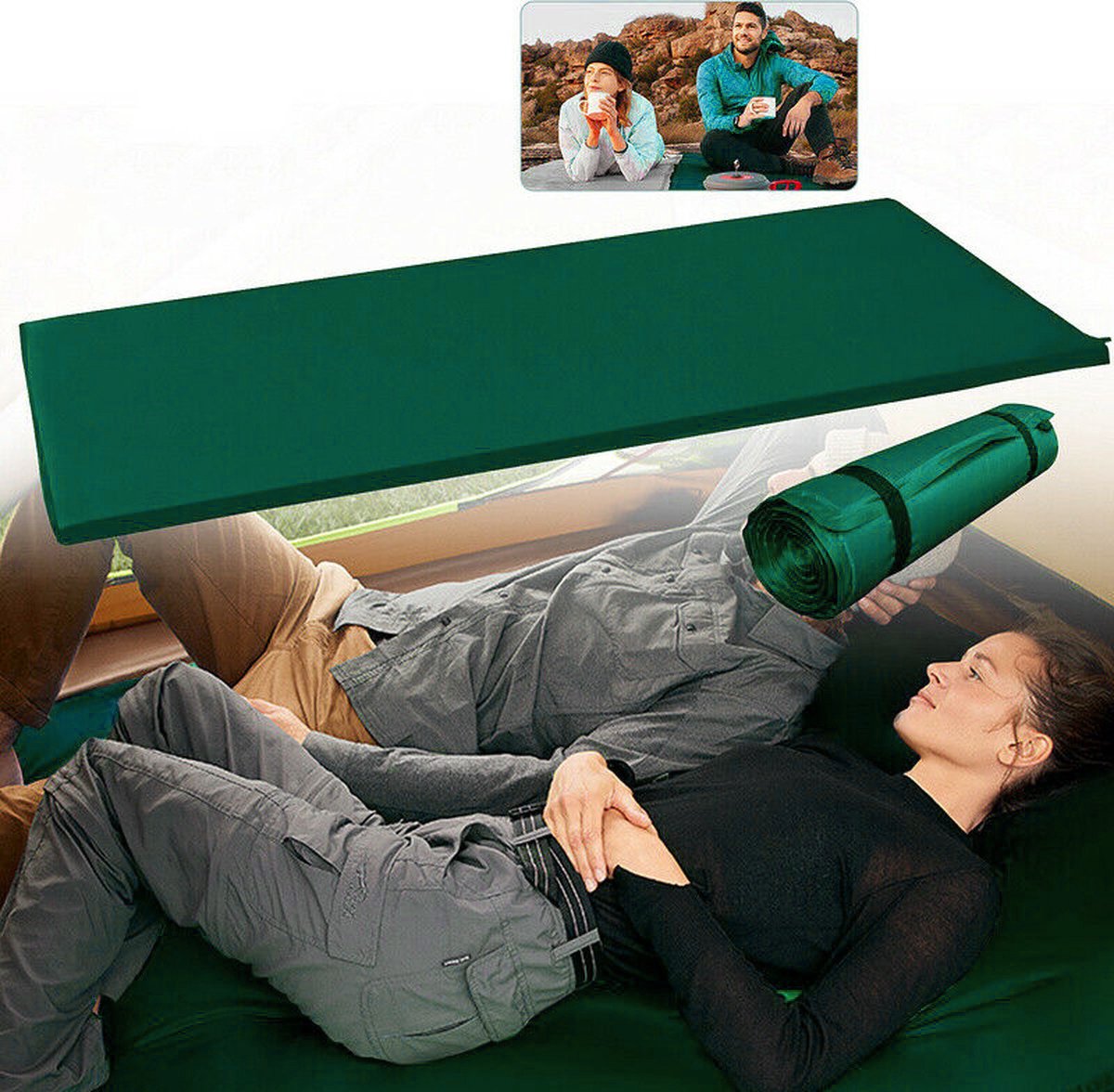  HikeMeister- Slaapmat - 200x 66 X 10 Cm - Zelfopblazend - 1 Persoons - Groen