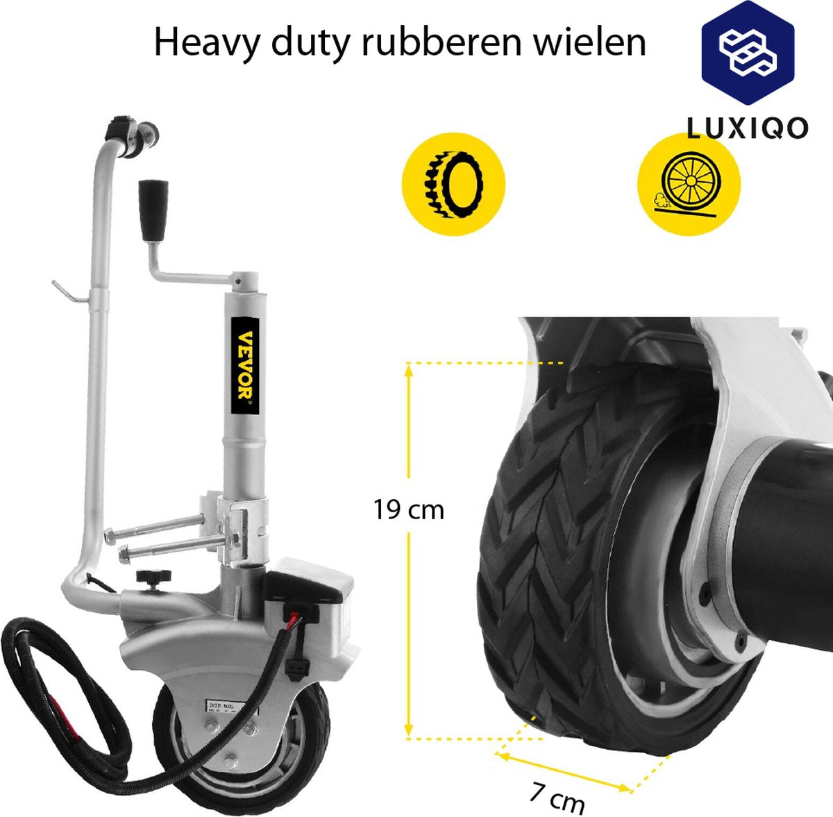  Luxiqo® Elektrisch Neuswiel – Gemotoriseerd Neuswiel – Caravan Mover – Neuswiel Mover – Caravan Neuswiel – Trailer Verplaatser – Elektrische Aanhanger – 350 W – Tot 2270 KG