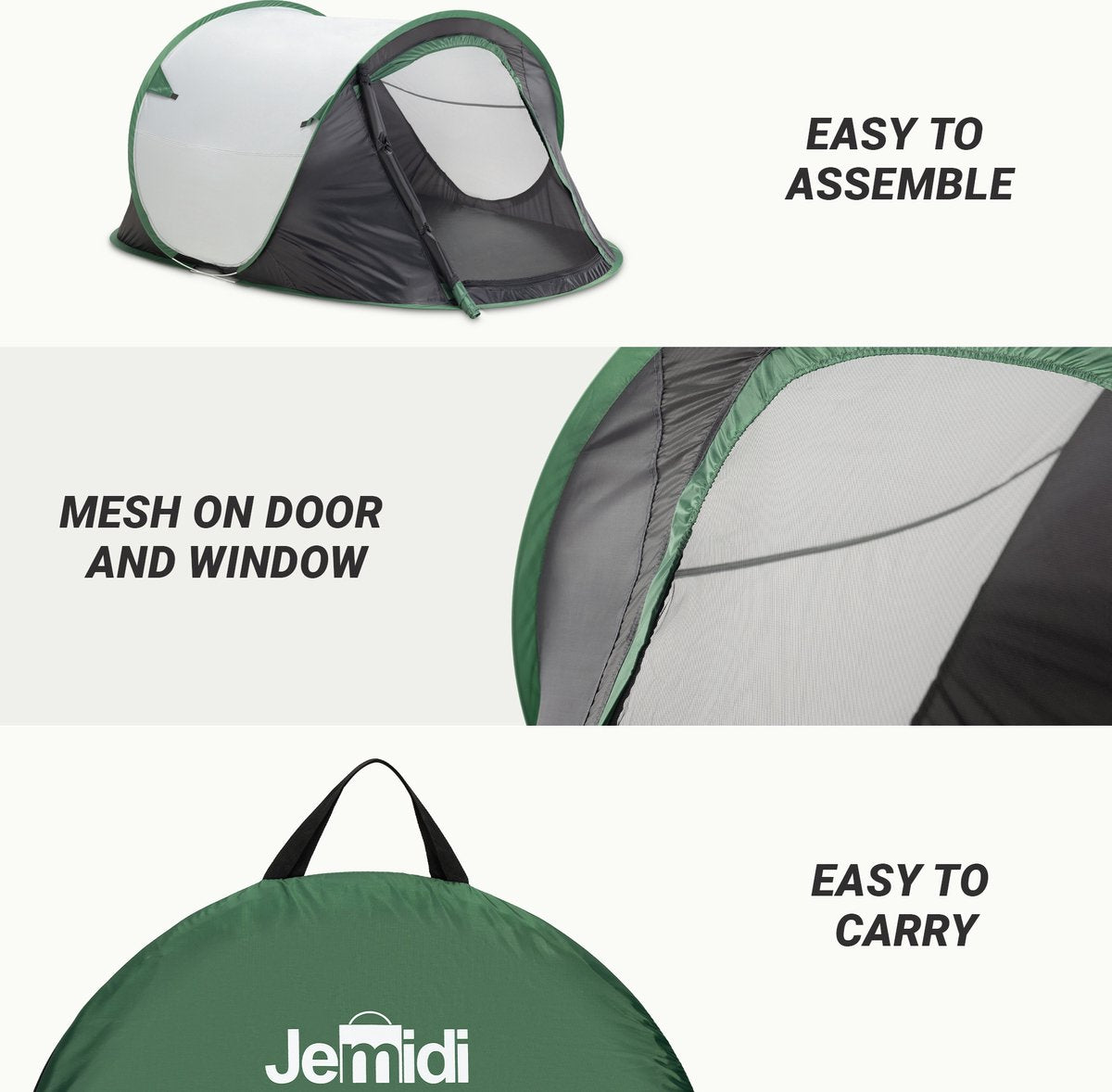  JEMIDI Tweepersoons Pop-up Tent - Opgooitent, Werptent Voor 2 Personen - Ideaal Als Festivaltent Of Kampeertent - Verschillende Kleuren