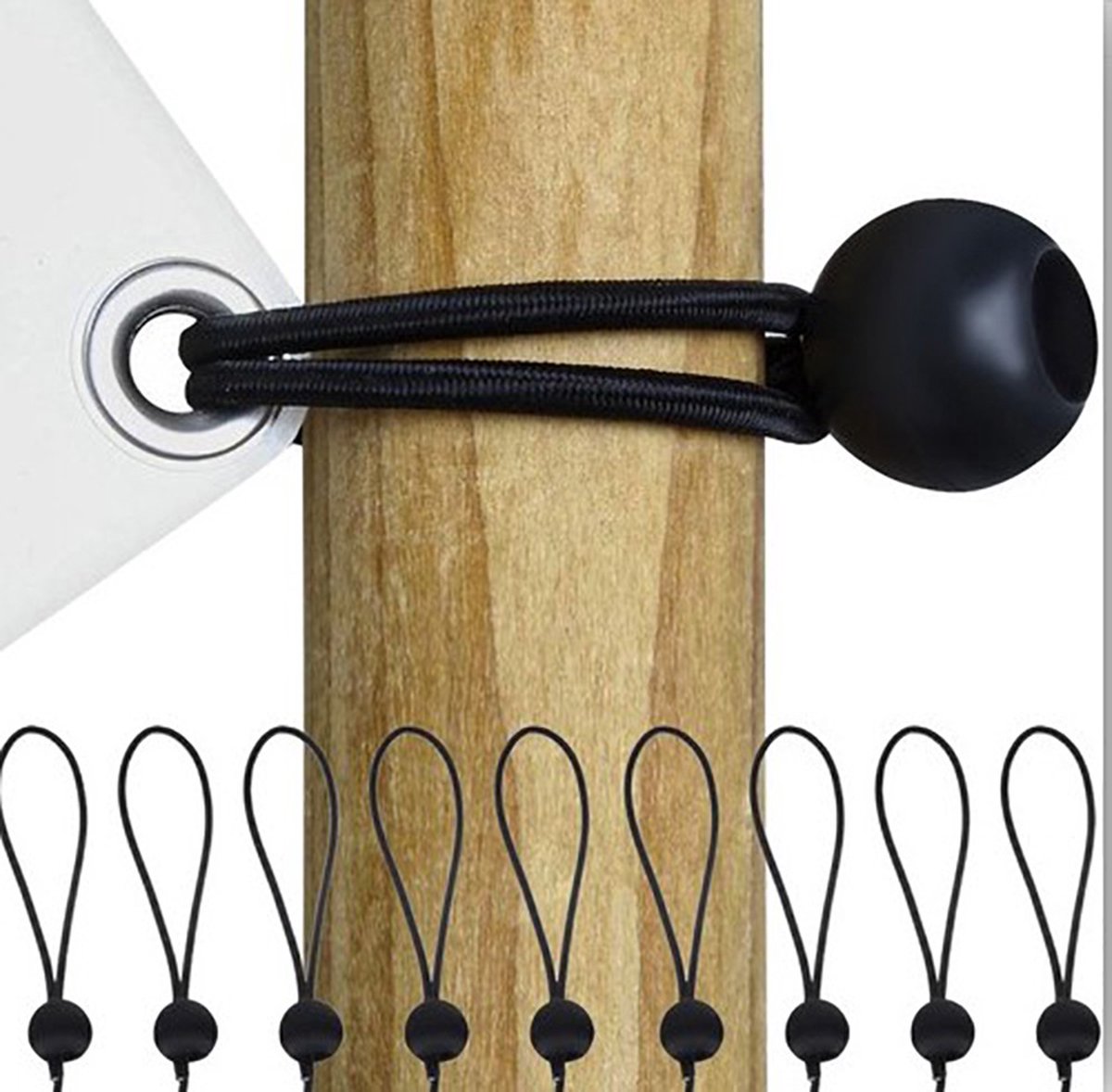 Merkloos Zeilspanner Met Bal - Spanrubbers Elastieken - Tentspanner Spanelastiek 16-30 CM - 10 Stuks - Spanband Rubber Voor Bootzeil/Zeil/Spandoeken/Schaduwdoek/Aanhangwagen -Tent Koord Spanners