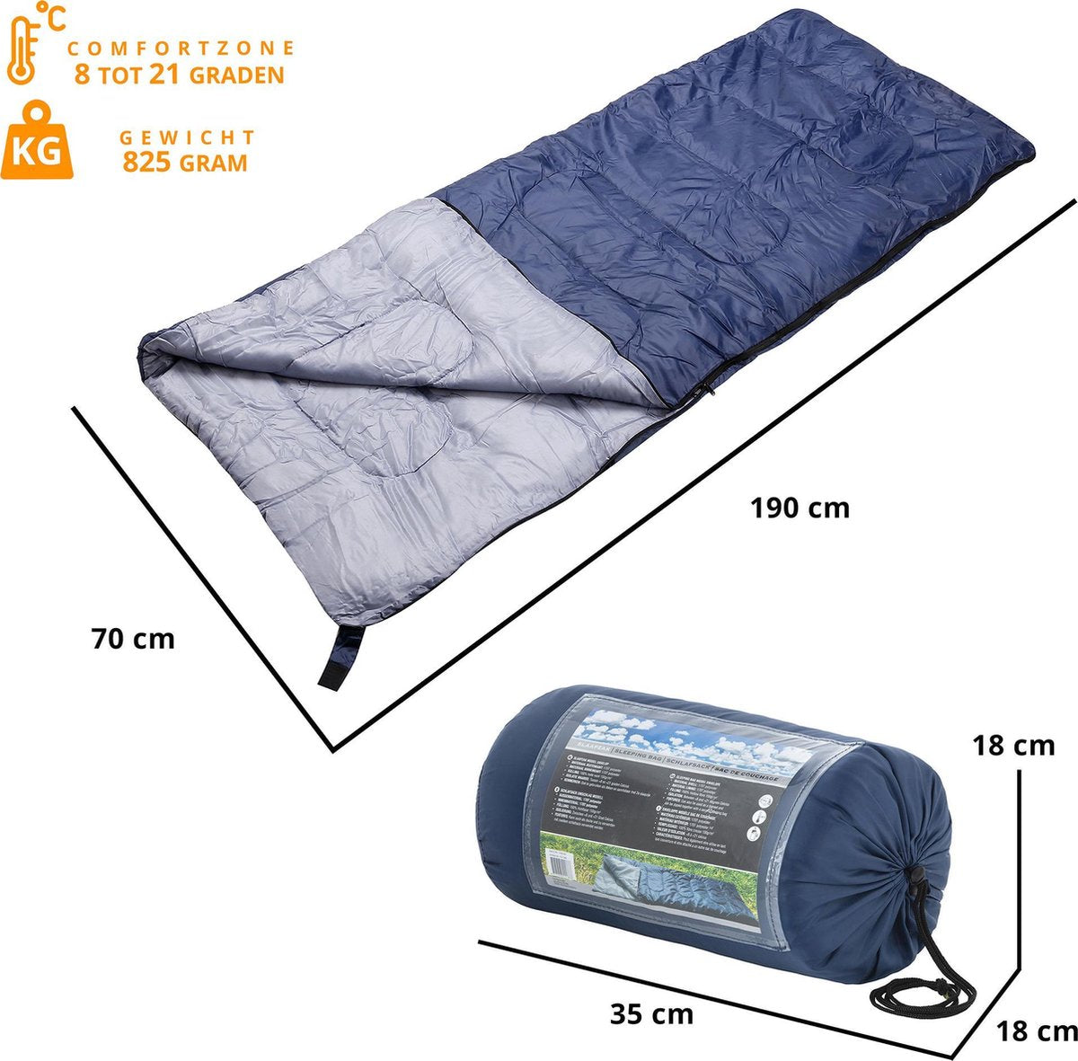  Slaapzak Envelop Dekenmodel - Zomer - 190cm X 70cm - Met Hoes