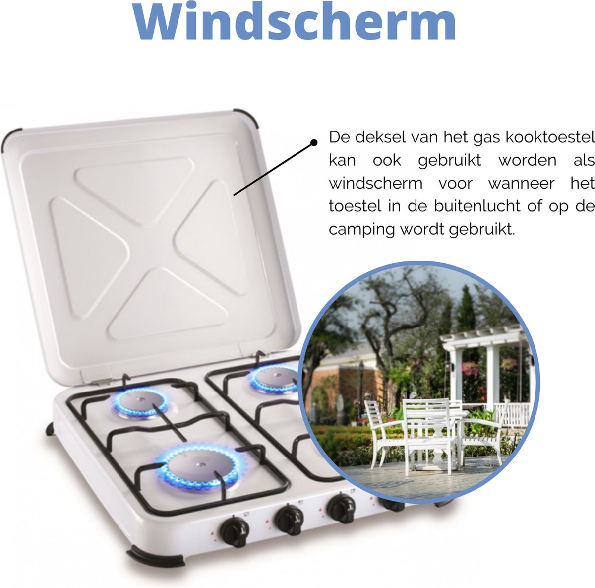  Kemper Gas Kooktoestel - Campingkooktoestel - Set Met 4 Branders - Gas - 4650W