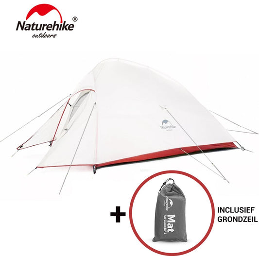  Naturehike® Cloud Up 2 Upgraded - 2 Persoons Tent - Lichtgewicht Tent - Incl. Grondzeil - 20D 4000MM - Outdoor - Waterdicht - Hiking &amp; Wandelen
