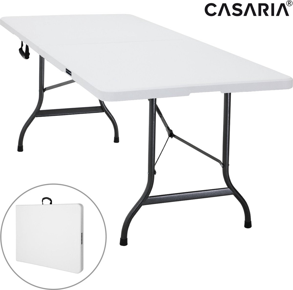  Casaria Tuintafel Opvouwbaar – Met Draaggreep 220x70 Cm – Wit