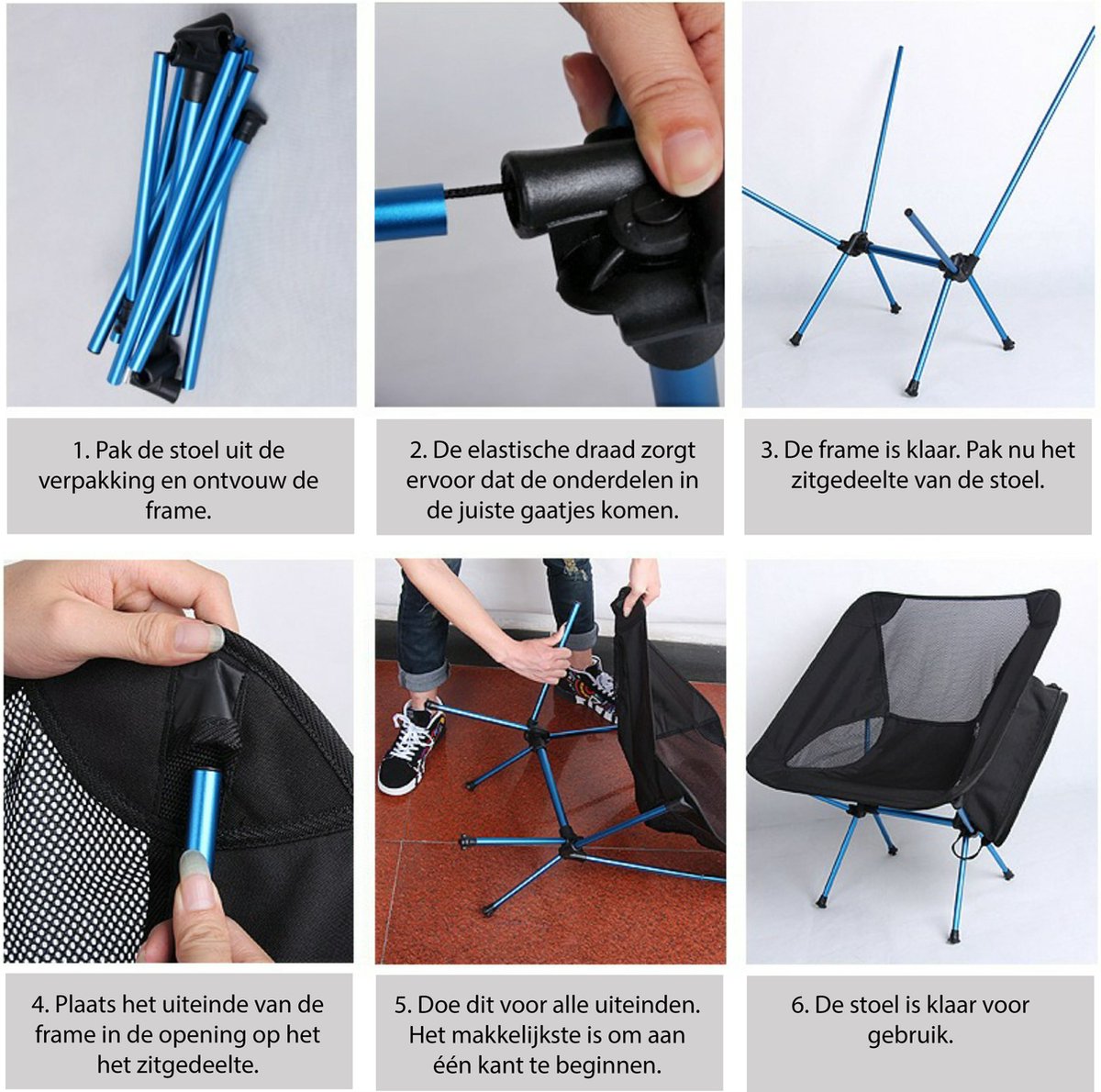  Lopoleis® Campingstoel – Campingstoel Opvouwbaar – Visstoel – Vouwstoel – Strandstoel – Inklapbaar – Lichtgewicht – Outdoor Stoel - Hoge Rugleuning