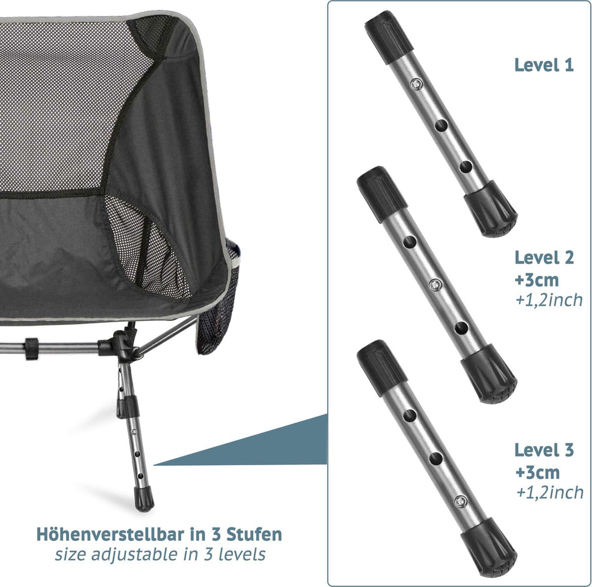 Smartpeas Campingstoel Van Stevig 600D Polyester En Aluminium - Lichtgewicht En Opvouwbaar - Camping Gadget Inclusief Zijzakken +Plus: Strandmat &amp; Draagtas