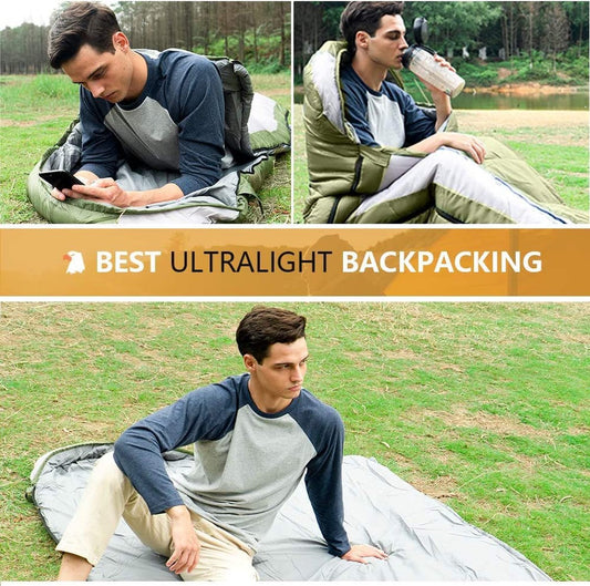  COVACURE 1.5/0.8kg Slaapzak, 3 Seizoenen Ultra Warm &amp; Lichtgewicht Slaapzak Voor Volwassenen, Envelop Compacte Outdoor Slaapzakken Met Draagbare Compressie Tas Voor Camping, Rugzakken, Wandelen...
