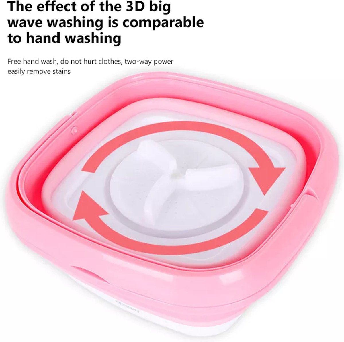  Mini Wasmachine - Camping Wasmachine - Roze - Opvouwbare Wasmachine - Handwasmachine - Fruitwasser - Kampeer Wasmachine