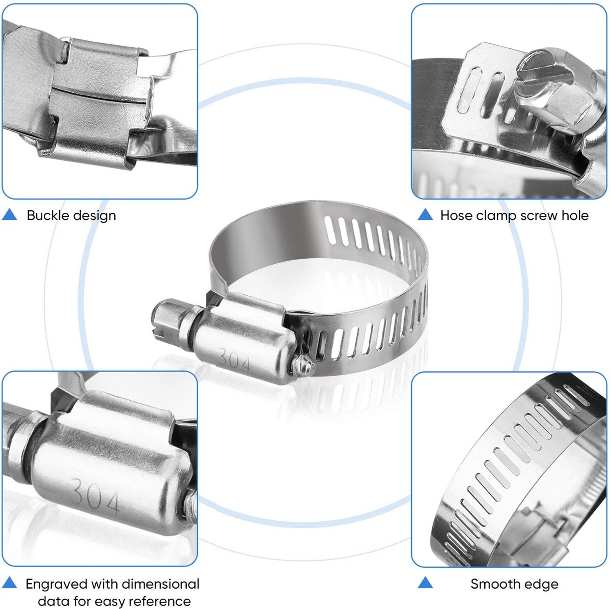  BOTC Slangklemmen Set - RVS Slangklem - Ø 8-38mm - 60 Delig