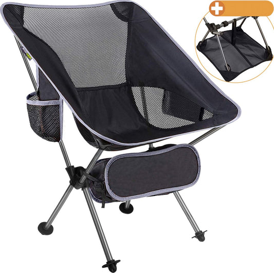  Smartpeas Camping Stoel Van Stevig 600D Polyester En Aluminium - Lichtgewicht En Opvouwbaar - Camping Gadget Inclusief Zijzakken +Plus: Strandmat &amp; Draagtas