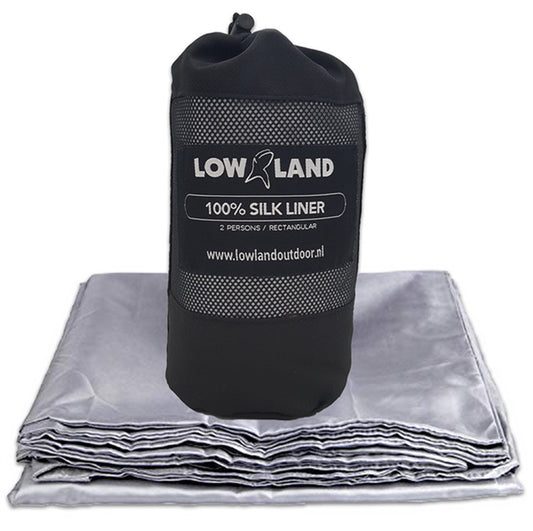  LOWLAND OUTDOOR® Lakenzak - 100% Zijde - 2 Persoons - 220x160cm - 255 Gram