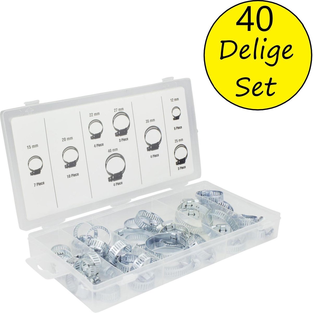 Benson Slangenklemmen Set 40 Delig – 8 Verschillende Formaten – Zilverkleurig